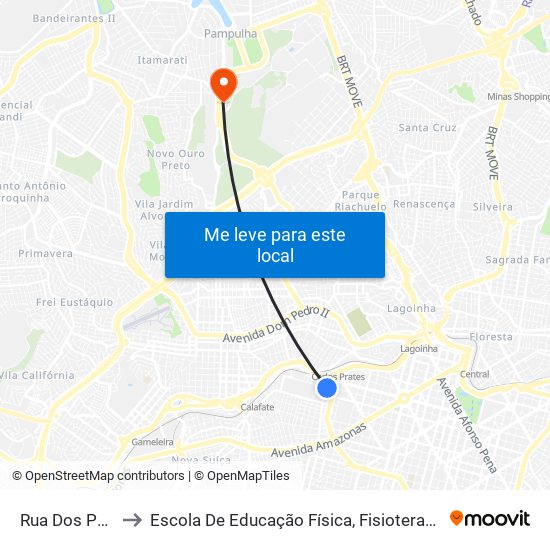 Rua Dos Pampas 93 to Escola De Educação Física, Fisioterapia E Terapia Ocupacional map