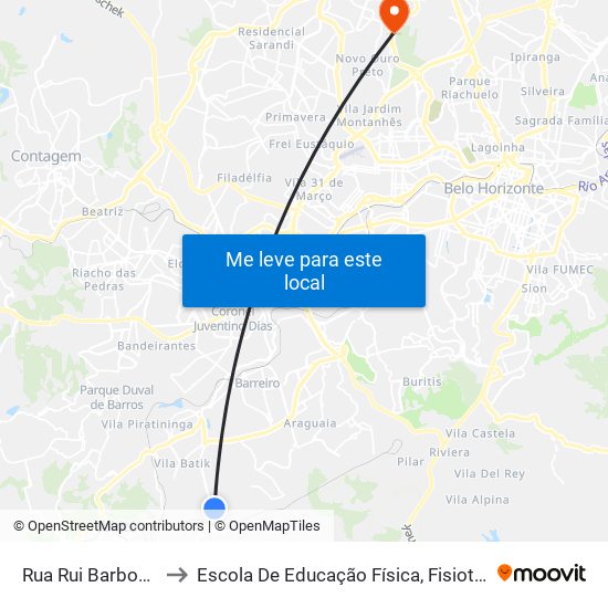 Rua Rui Barbosa Da Silva 130 to Escola De Educação Física, Fisioterapia E Terapia Ocupacional map