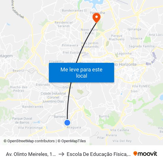 Av. Olinto Meireles, 1446 | Vallourec Portaria Iv-B to Escola De Educação Física, Fisioterapia E Terapia Ocupacional map