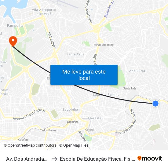 Av. Dos Andradas, 7375 | Upa Leste to Escola De Educação Física, Fisioterapia E Terapia Ocupacional map