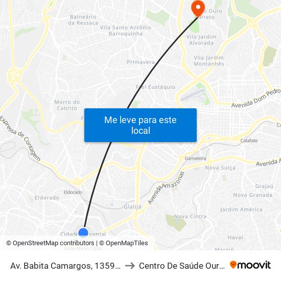 Av. Babita Camargos, 1359 | Itambé to Centro De Saúde Ouro Preto map