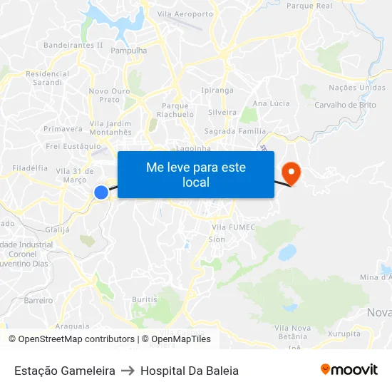 Estação Gameleira to Hospital Da Baleia map