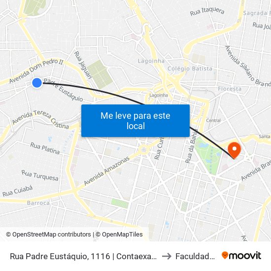 Rua Padre Eustáquio, 1116 | Contaexata E Oposto A Padaria Pão & Mantimentos to Faculdade De Medicina map