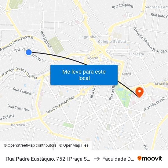 Rua Padre Eustáquio, 752 | Praça São Francisco Das Chagas to Faculdade De Medicina map