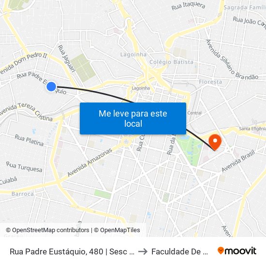 Rua Padre Eustáquio, 480 | Sesc Carlos Prates to Faculdade De Medicina map