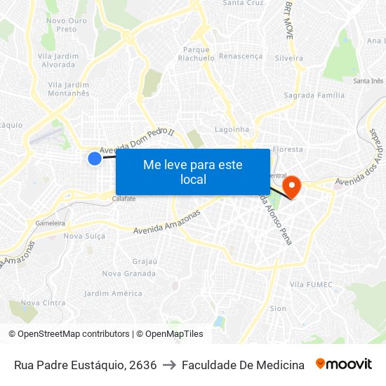 Rua Padre Eustáquio, 2636 to Faculdade De Medicina map