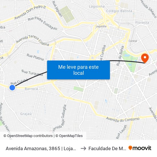 Avenida Amazonas, 3865 | Lojas De Veículos to Faculdade De Medicina map