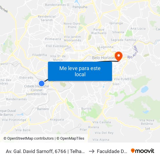 Av. Gal. David Sarnoff, 6766 | Telhanorte (Ponto Provisório) to Faculdade De Medicina map