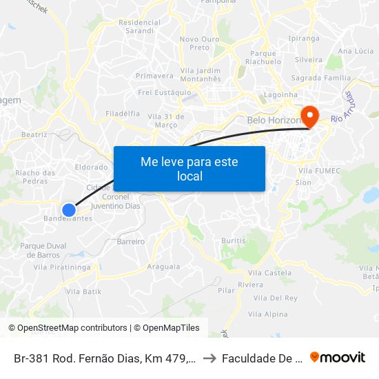 Br-381 Rod. Fernão Dias, Km 479,6 Sul | Mcdonald's to Faculdade De Medicina map