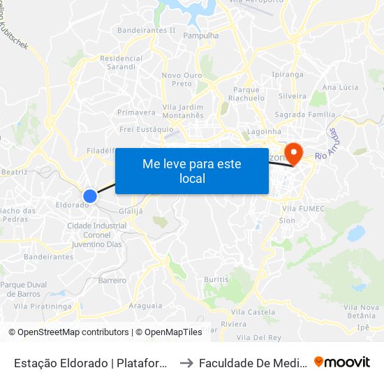 Estação Eldorado | Plataforma A3 to Faculdade De Medicina map