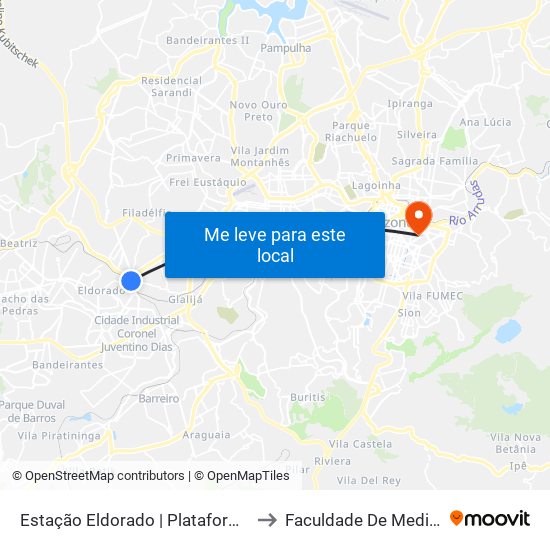 Estação Eldorado | Plataforma B9 to Faculdade De Medicina map