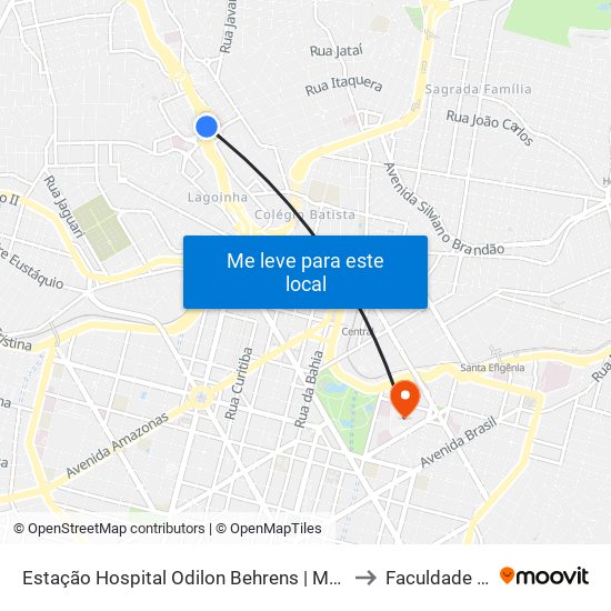 Estação Hospital Odilon Behrens | Move Metropolitano - Sentido Bairro to Faculdade De Medicina map