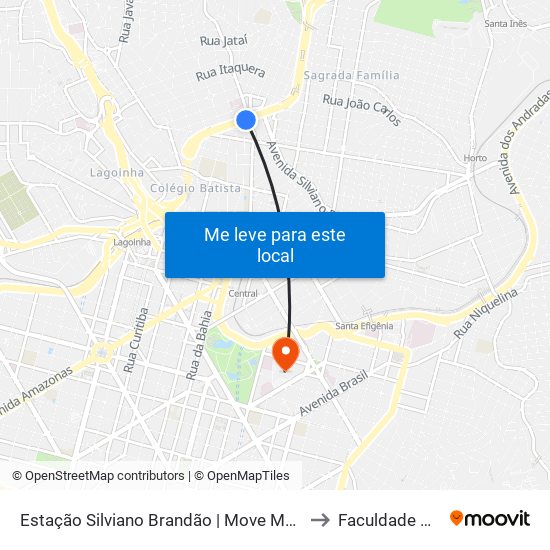 Estação Silviano Brandão | Move Metropolitano - Sentido Bairro to Faculdade De Medicina map