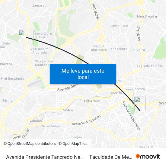 Avenida Presidente Tancredo Neves 2015 to Faculdade De Medicina map