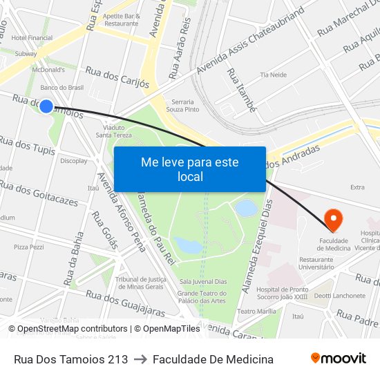 Rua Dos Tamoios 213 to Faculdade De Medicina map