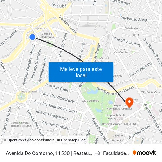 Avenida Do Contorno, 11530 | Restaurante Popular 1 (Antes Da Rodoviária) to Faculdade De Medicina map