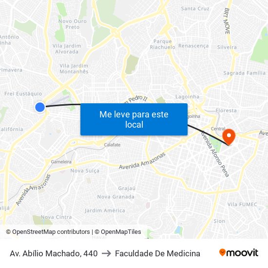 Av. Abílio Machado, 440 to Faculdade De Medicina map