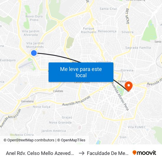 Anel Rdv. Celso Mello Azevedo, 13750 to Faculdade De Medicina map