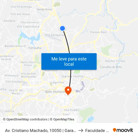 Av. Cristiano Machado, 10050 | Garagem Auto Omnibus Floramar to Faculdade De Medicina map