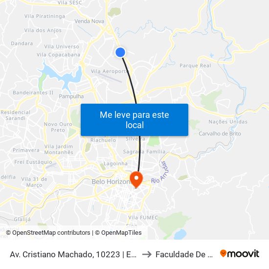 Av. Cristiano Machado, 10223 | Estação Floramar to Faculdade De Medicina map