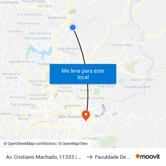 Av. Cristiano Machado, 11333 | Ac. À Vila Clóris to Faculdade De Medicina map