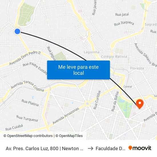 Av. Pres. Carlos Luz, 800 | Newton Paiva Centro-Universitário to Faculdade De Medicina map