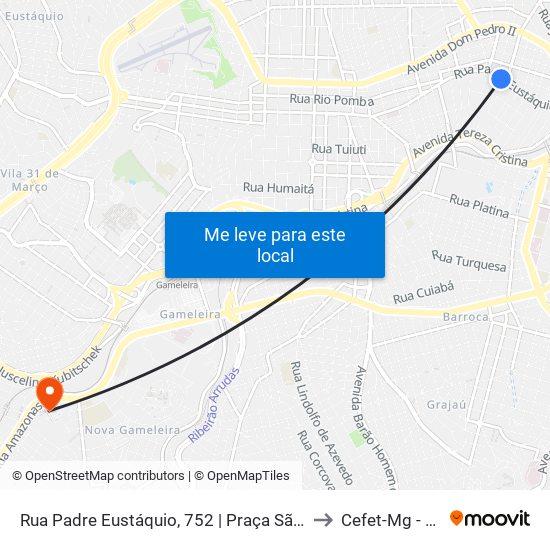 Rua Padre Eustáquio, 752 | Praça São Francisco Das Chagas to Cefet-Mg - Campus II map