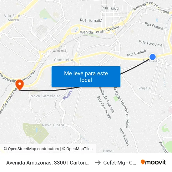 Avenida Amazonas, 3300 | Cartório De Registro Civil to Cefet-Mg - Campus II map