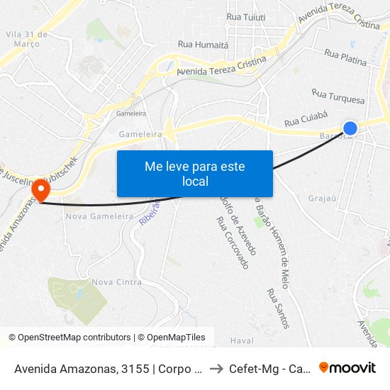 Avenida Amazonas, 3155 | Corpo De Bombeiros to Cefet-Mg - Campus II map