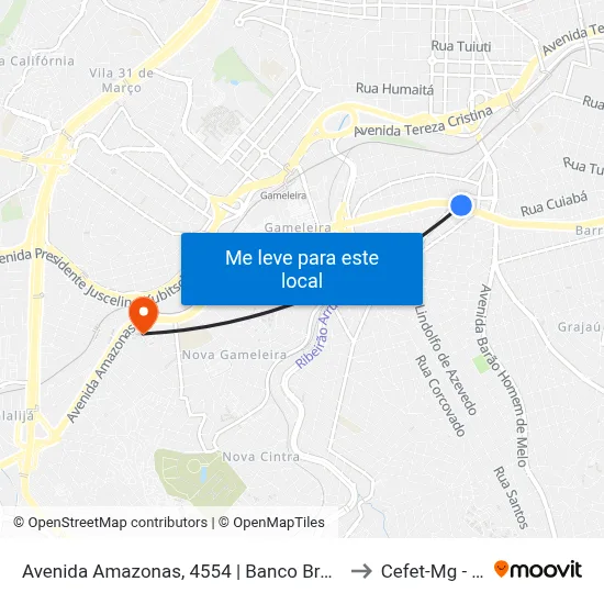 Avenida Amazonas, 4554 | Banco Bradesco/Garapão Nova Suíça to Cefet-Mg - Campus II map