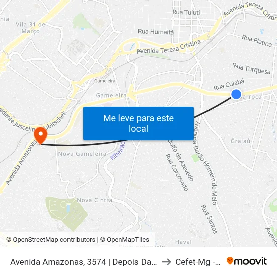 Avenida Amazonas, 3574 | Depois Da Esquina Com Rua Rio Negro to Cefet-Mg - Campus II map