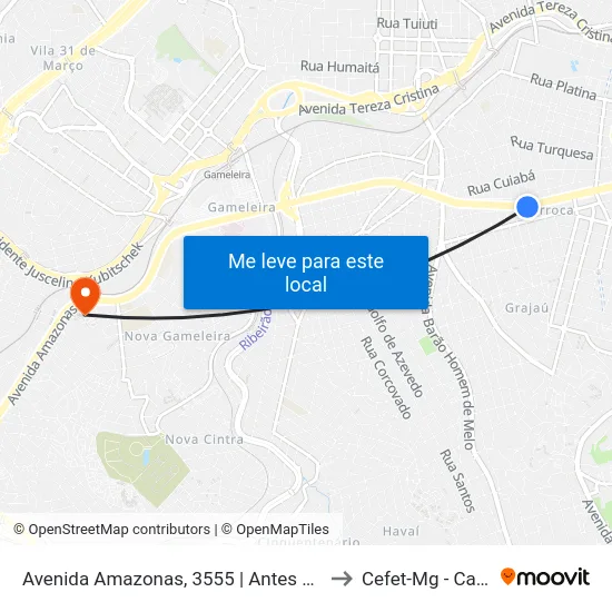 Avenida Amazonas, 3555 | Antes Da Othomóveis to Cefet-Mg - Campus II map