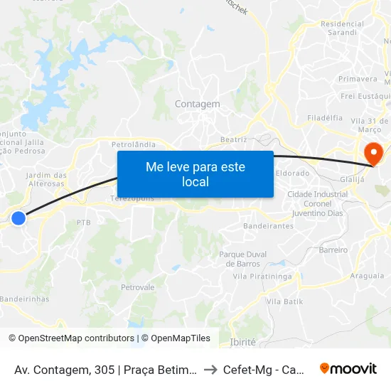 Av. Contagem, 305 | Praça Betim Industrial to Cefet-Mg - Campus II map