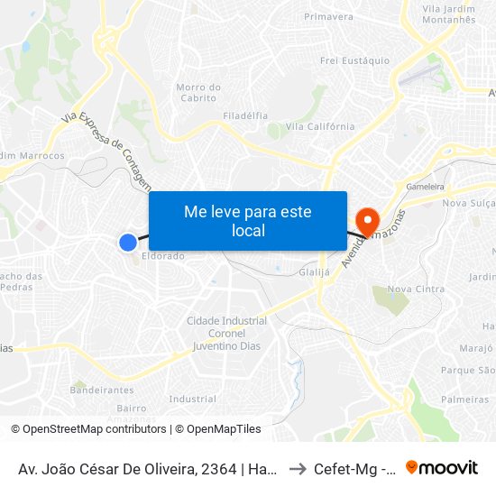 Av. João César De Oliveira, 2364 | Habib'S/Galeria Eldorado Center to Cefet-Mg - Campus II map