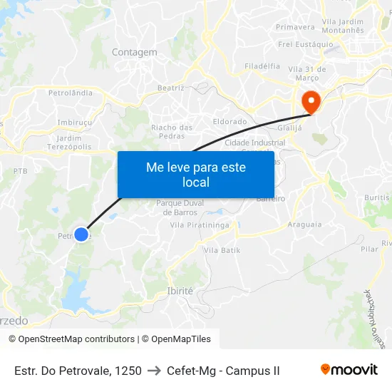 Estr. Do Petrovale, 1250 to Cefet-Mg - Campus II map
