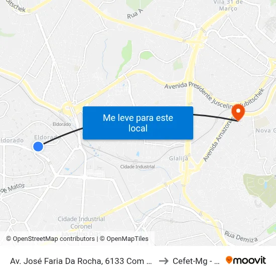 Av. José Faria Da Rocha, 6133 Com Av. João César De Oliveira to Cefet-Mg - Campus II map
