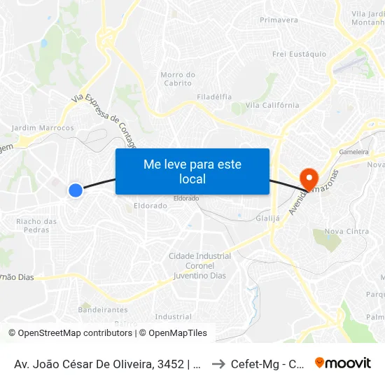 Av. João César De Oliveira, 3452 | Hotel Amsterdam to Cefet-Mg - Campus II map