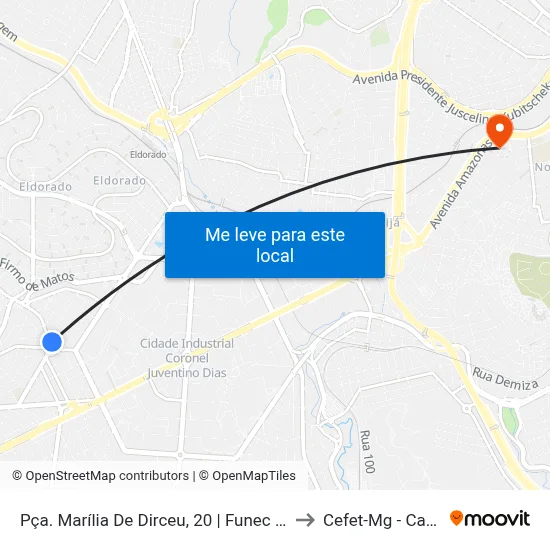 Pça. Marília De Dirceu, 20 | Funec Inconfidentes to Cefet-Mg - Campus II map