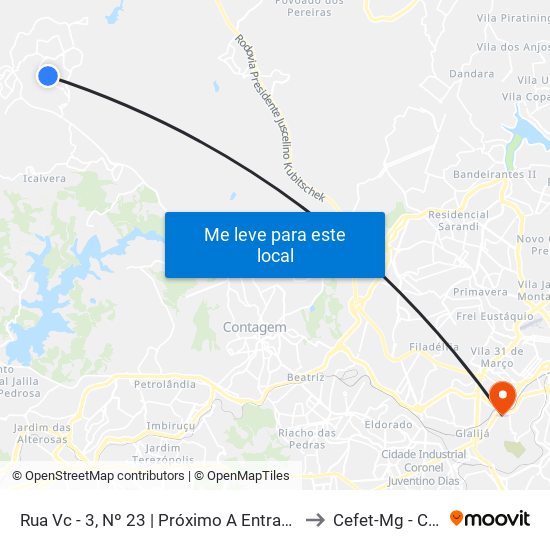 Rua Vc - 3, Nº 23 | Próximo A Entrada Do Vila Renascer to Cefet-Mg - Campus II map