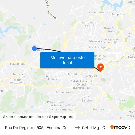 Rua Do Registro, 535 | Esquina Com A Rua Esmeraldas to Cefet-Mg - Campus II map