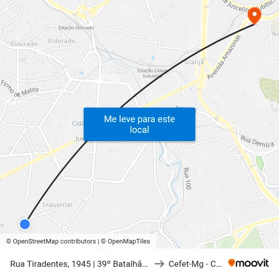 Rua Tiradentes, 1945 | 39º Batalhão Da Polícia Militar to Cefet-Mg - Campus II map