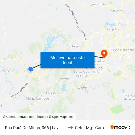 Rua Pará De Minas, 366 | Lava Jato Hd to Cefet-Mg - Campus II map