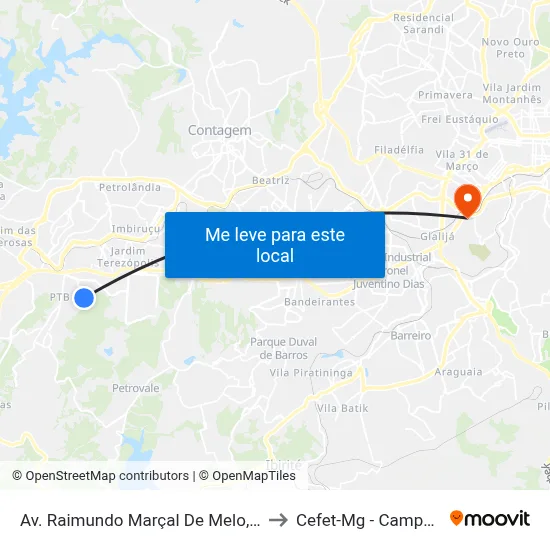 Av. Raimundo Marçal De Melo, 618 to Cefet-Mg - Campus II map