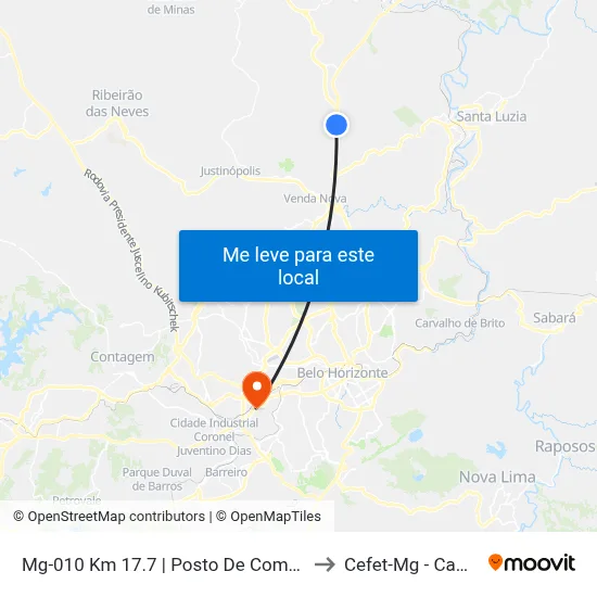 Mg-010 Km 17.7 | Posto De Combustível Ale to Cefet-Mg - Campus II map