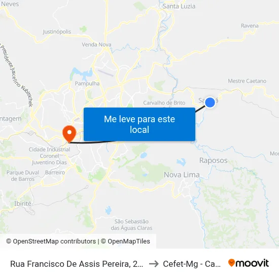Rua Francisco De Assis Pereira, 2 | Santa Casa to Cefet-Mg - Campus II map