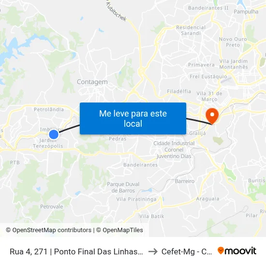 Rua 4, 271 | Ponto Final Das Linhas 2570, 7740 E 7770 to Cefet-Mg - Campus II map