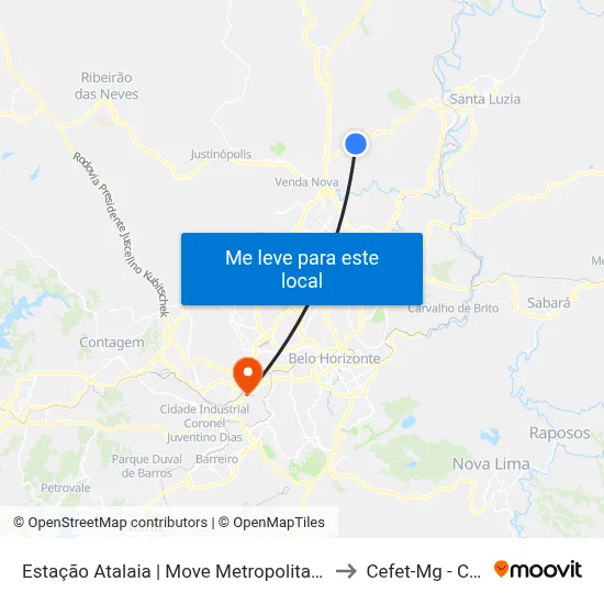 Estação Atalaia | Move Metropolitano - Sentido Centro to Cefet-Mg - Campus II map