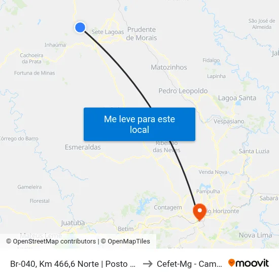 Br-040, Km 466,6 Norte | Posto Gauchão to Cefet-Mg - Campus II map