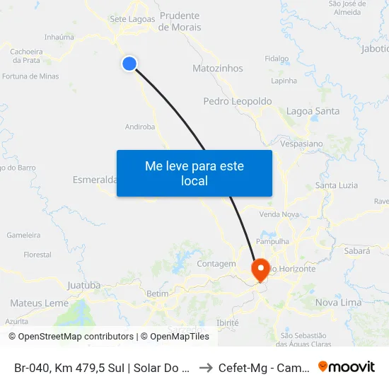Br-040, Km 479,5 Sul | Solar Do Engenho to Cefet-Mg - Campus II map
