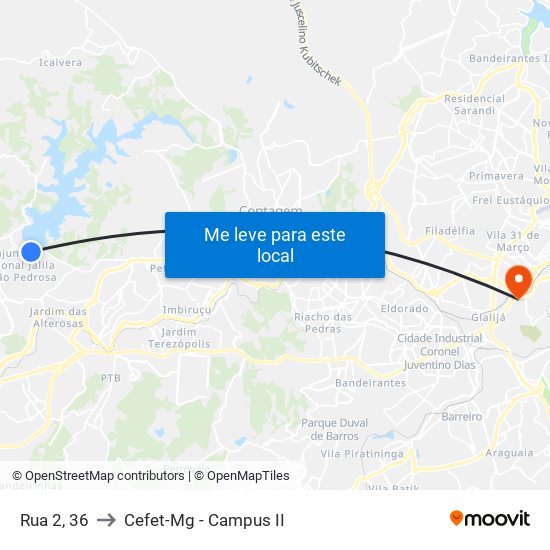 Rua 2, 36 to Cefet-Mg - Campus II map